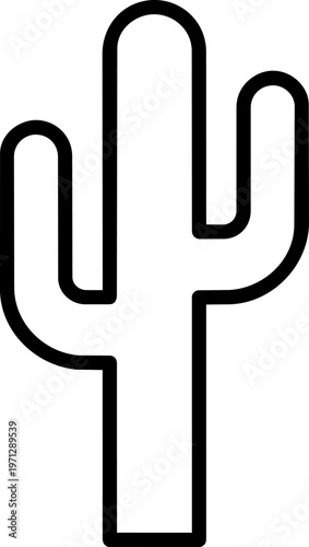 Cactus Plant Black Line Art.