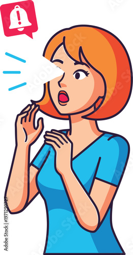 Woman reacting with shock to a notification alert regarding important news.