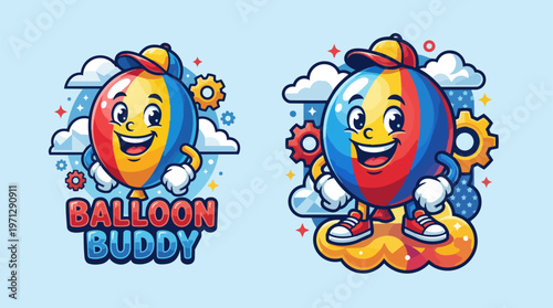 Colorful balloon buddy cartoon character.