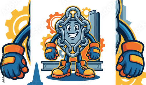 Cartoon Wrench Character Illustration.