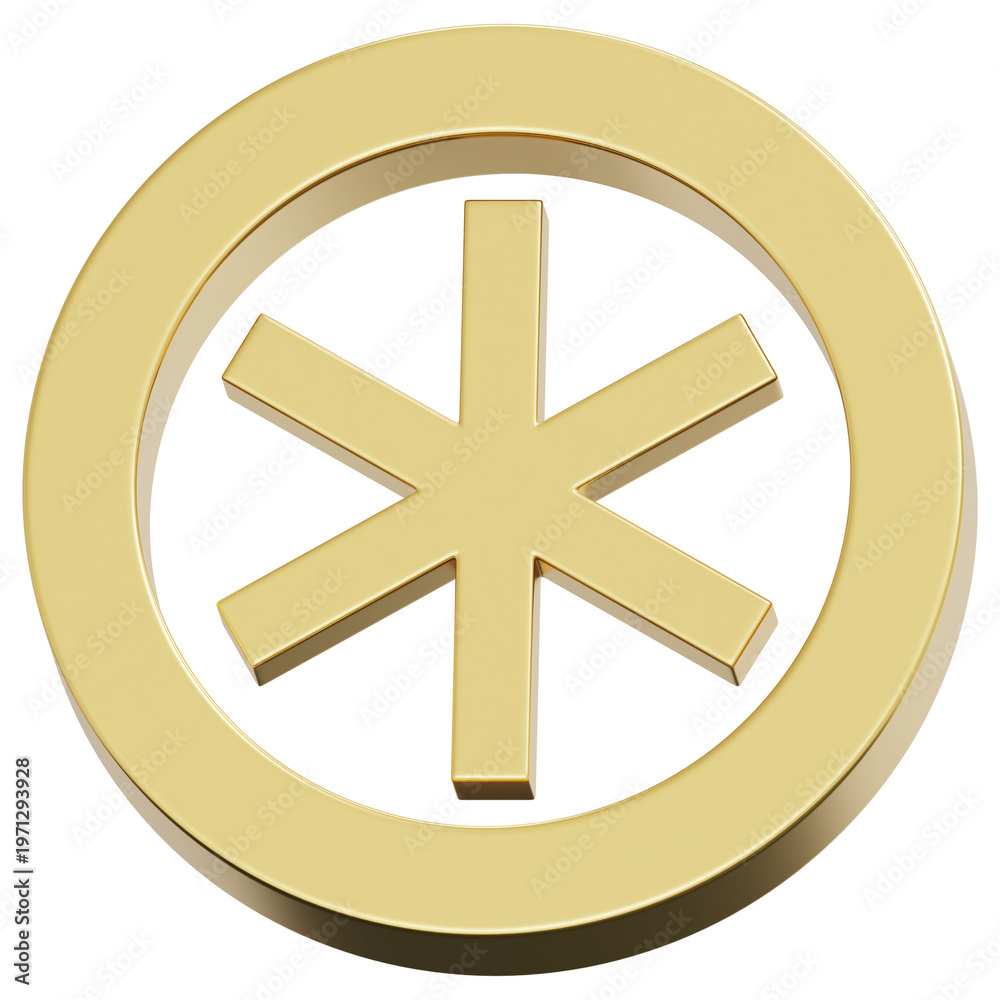 Obraz premium 3D Gold Abstract Ring Asterisk Symbol Shape