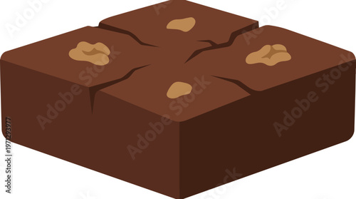 Chocolate Brownie Dessert Square Sliced.