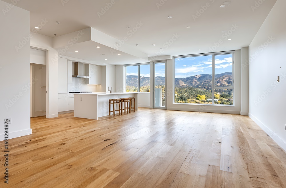 Obraz premium Modern Open Concept Living Room with Mountain Views