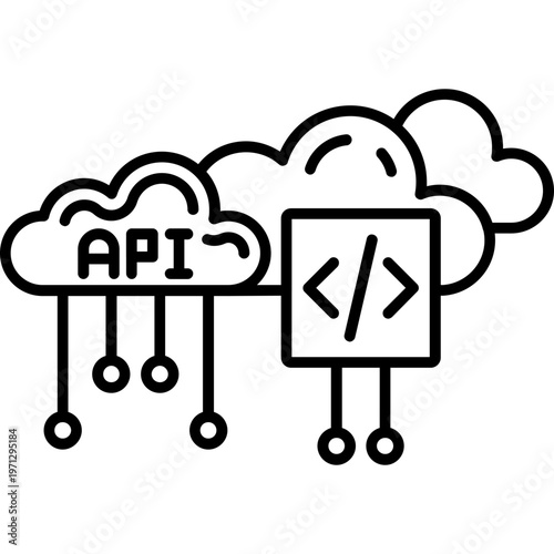 Cloud Code Network Outline Icon