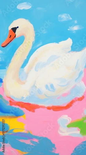 Swan painting art backgrounds.