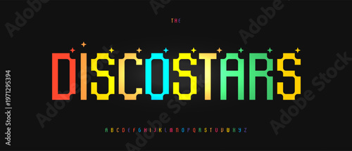 Colorful Arcade Font, 8bit Pixels Alphabet, 16bit pixel Letters, Y2K Modern Typography, Retro Game Logo Headline, Playful Colour Typeface, Fun Kid Type, Vintage Gaming Title Fonts. Vector Typeset