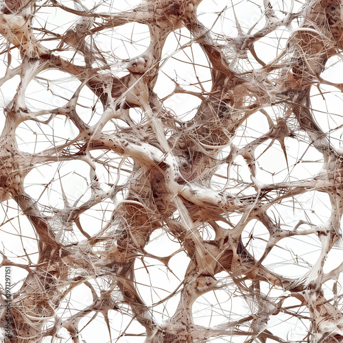 Close look at a complex network of cells or fibers in a scientific study showing structure and design of natural materials