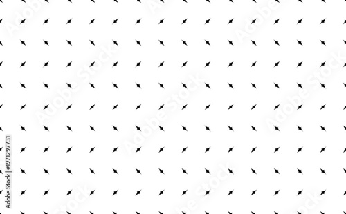 Seamless black four pointed star pattern on white background