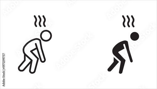 tired person icon set, fatigue or exhausted, stress, vector illustration on white background