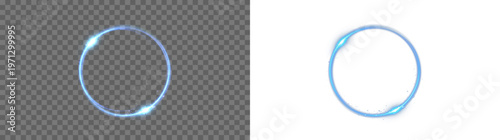 Magical blue glowing circle with halo light and sparkling energy. Fantasy abstract background with radiant glow and mysterious atmosphere.