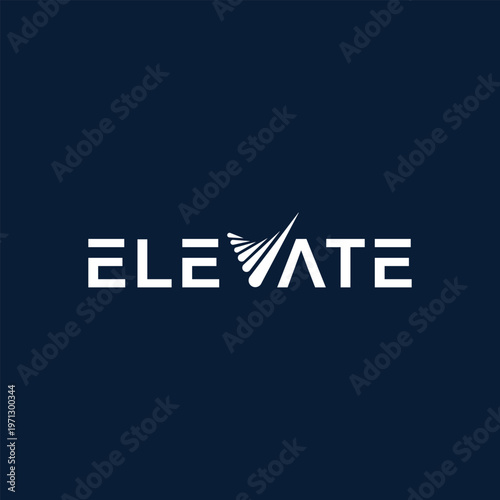 Elevate text logo, typography logo, technology, finance, vector graphics
