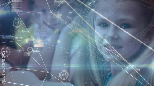 Animation of network of connections over diverse schoolchildren learning in classroom