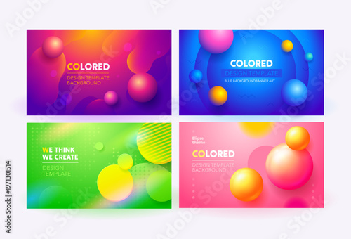Φωτογραφία Collection of colorful abstract banners with gradient spheres and soft lighting