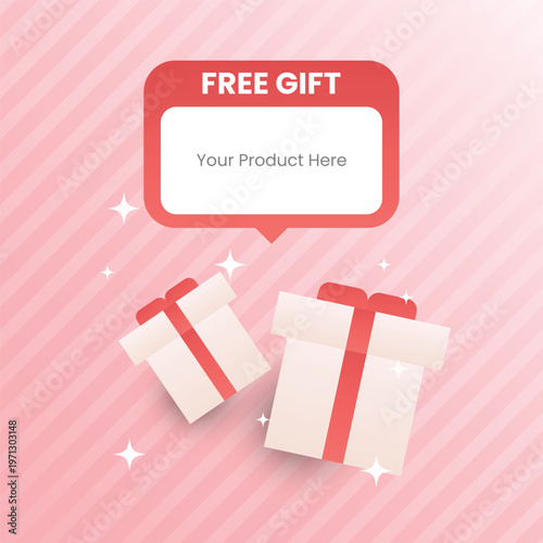 Special promotion free gift box releasing for sale events. Vector illustration