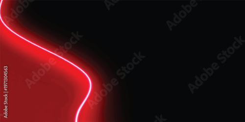 Dynamic red and orange waves create a flowing motion pattern with light curves and digital fire lines over a dark black space backdrop for this abstract vector art illustration wallpaper