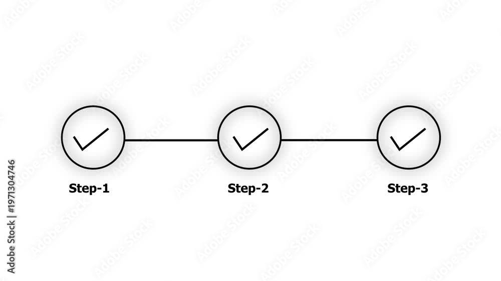 abstract 3 step infographic process with check mark icon animation ...