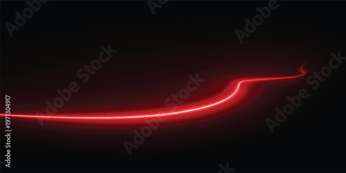 A vibrant red abstract wave design creates a glowing motion effect with bright light rays and energy loops across a dark space backdrop