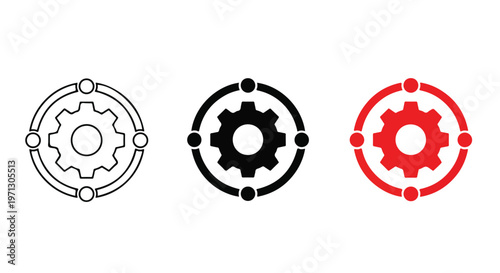 Three stylized gear icons representing different settings or operational modes in a clean, modern design style