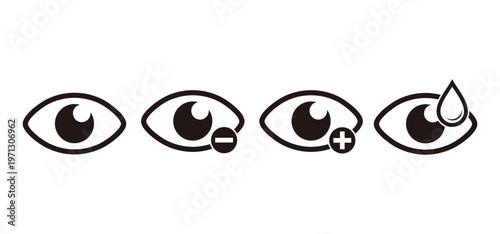 eye icon set. sight symbol, logo of open and closed eyes on white background