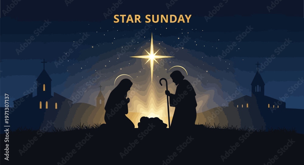 Φωτογραφία Star sunday a nativity scene depicting the birth of jesus christ