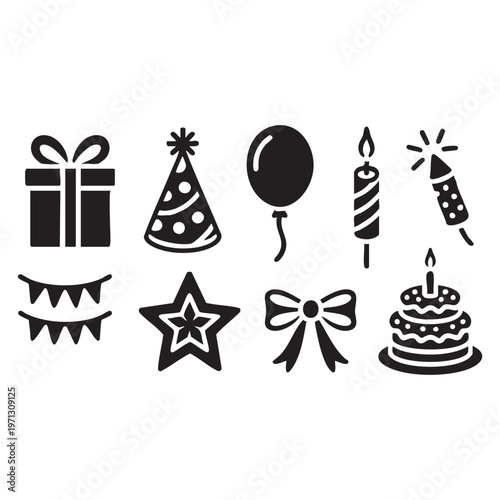 Black and white of coffee cup tea kettle clock alarm bell and other teacup