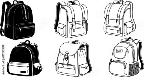 backpack vector illustration, School backpack icon set, School backpack cartoon isolated, Backpack fashion flat , Backpack fashion flat
