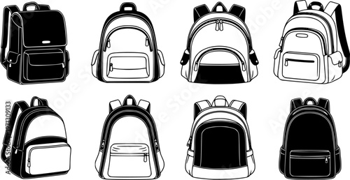 backpack vector illustration, School backpack icon set, School backpack cartoon isolated, Backpack fashion flat , Backpack fashion flat

