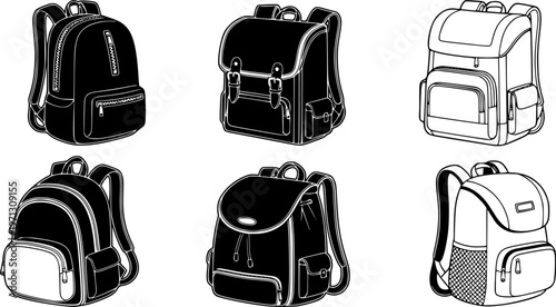 backpack vector illustration, School backpack icon set, School backpack cartoon isolated, Backpack fashion flat , Backpack fashion flat
