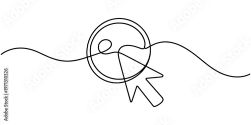 Click to go to website icon continuous one line drawing, Website. World network, web, site, computer, web design, information. World wide web concept. 