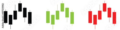 Colorful candlestick chart patterns on white background for business analysis