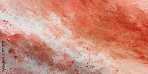 A red grunge paint texture featuring a vintage aged design on a rough pink and red paper surface with a dirty antique wall pattern for an old material wallpaper illustration