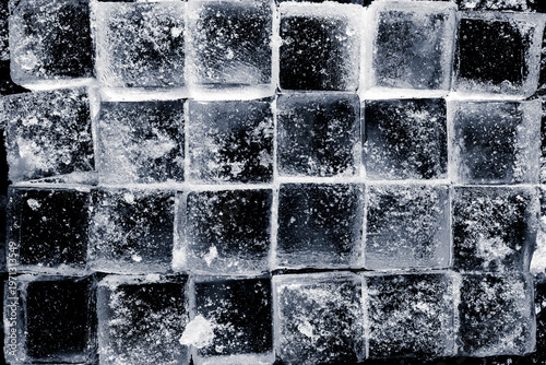 mosaic tile ice cubes on a black background.