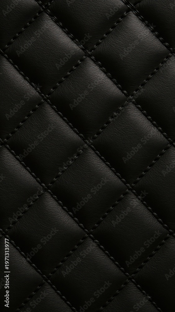 Fototapeta premium Elegant quilted black leather texture mobile wallpaper