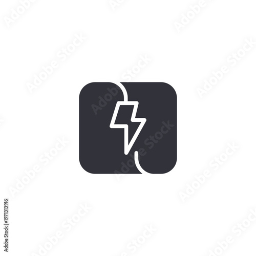 Electric plug icon with lightning symbol representing electrical services, energy supply, power management, and technical electrical maintenance.
