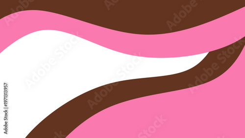 Sweet melting chocolate and pink strawberry icing glaze background. Melted syrup or dripping liquid sauce. Minimalist sweet chocolate and strawberry pink background. Minimalist wavy background.