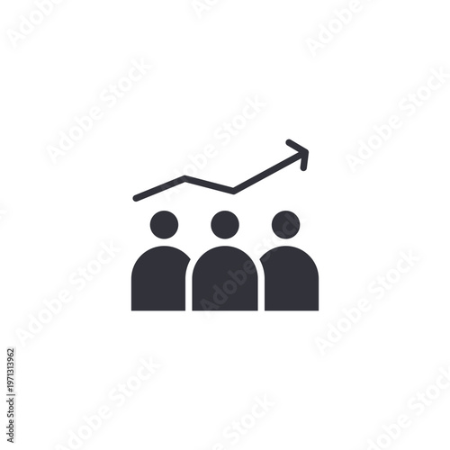 Group with upward arrow icon symbolizing team development, leadership growth, performance improvement, and business expansion strategies.