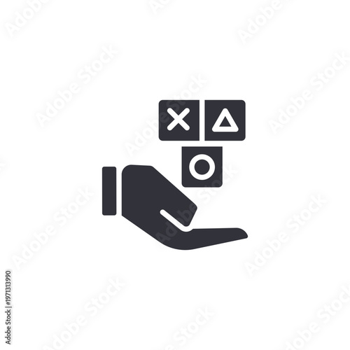Hand holding interface icon symbolizing customer service, user support, assistance systems, and client relationship management solutions.