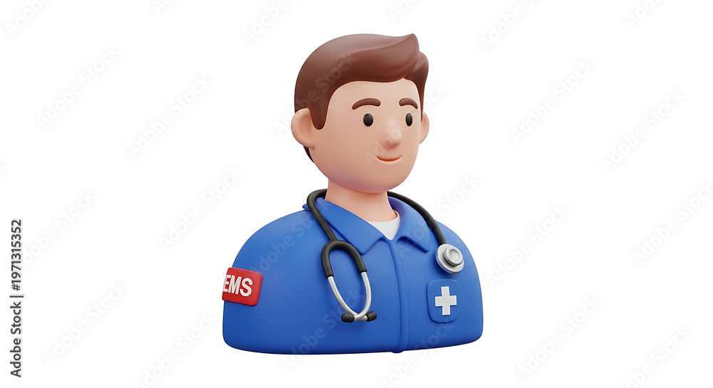 Fototapeta premium Male medical professional doctor with stethoscope, healthcare worker, emergency services, uniform, medical career, caring, professional assistance illustration.