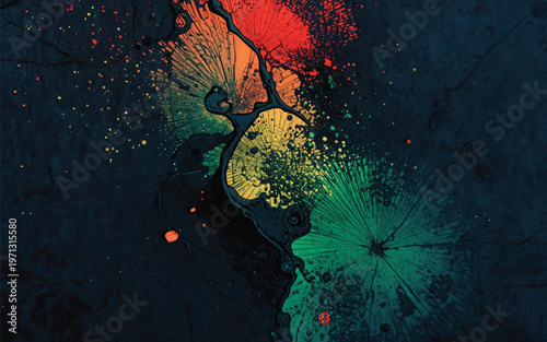 Abstract Strokes of Color: A dynamic composition featuring vibrant strokes of color cascading across a textured surface, igniting the senses with its artistic energy and emotive depth.