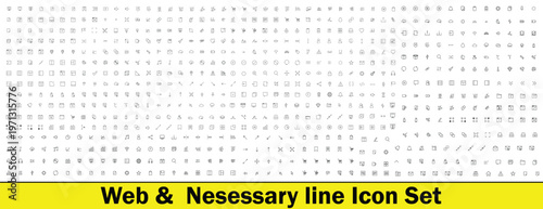 Essential Line Icon Collection for Professional Web UI and Mobile App UX Components