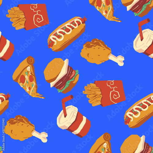 fast food seamless pattern