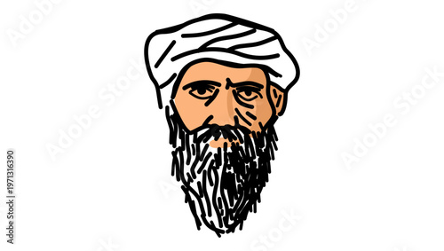 Pythagoras portrait, flat vector illustration