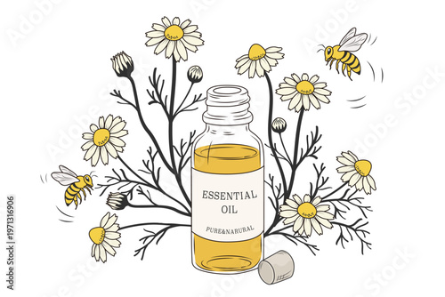 花と精油の香りに誘われて蜂が飛んできた。