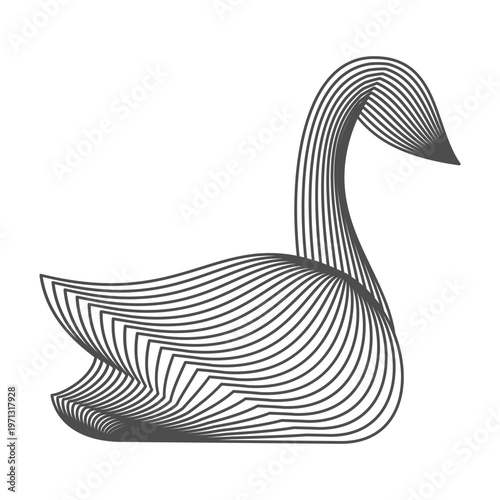 Swan wireframe line art. Elegant abstract bird vector illustration. Grace, purity, calm, beauty symbol. Minimalist art with flowing lines. for branding, decorative design, posters and modern graphics.