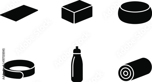 Fitness and Exercise Equipment Icons on White Background untitled vector