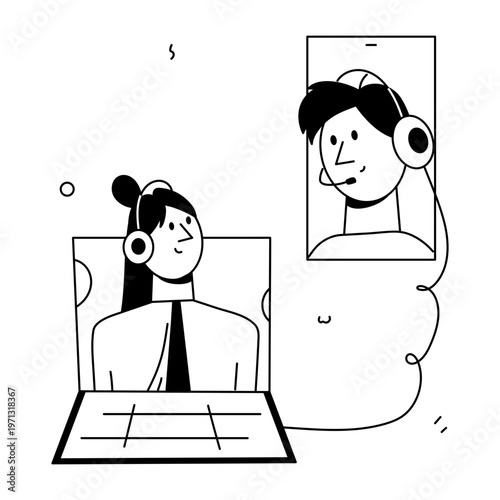 A doodle style illustration depicting a video talk
