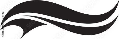 smooth ribbon-like abstract silhouette logo, flowing motion, bold black design