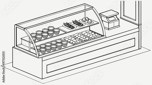 Display case with small desserts and snacks illustrating reduced portions snacking culture and modern mindful eating trend