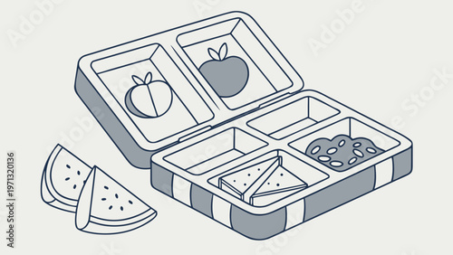 Lunchbox with small portions of food fruits and snacks illustrating balanced eating snacking culture and portion control concept
