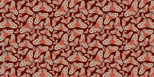 Seamless Pattern Cecropia Moth Large North American Nocturnal Insect